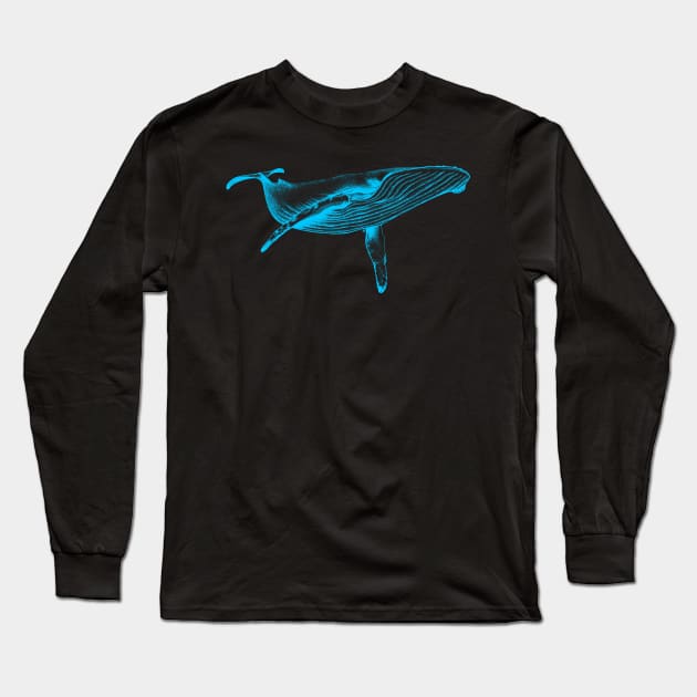 Blue Whale (Neon) Long Sleeve T-Shirt by VectorInk